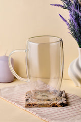 Double Wall Insulated Glass Latte Mug - 450ml Capacity