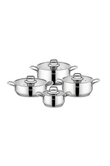 8 Piece Induction Base Stainless Steel Pot Set for Modern Kitchens