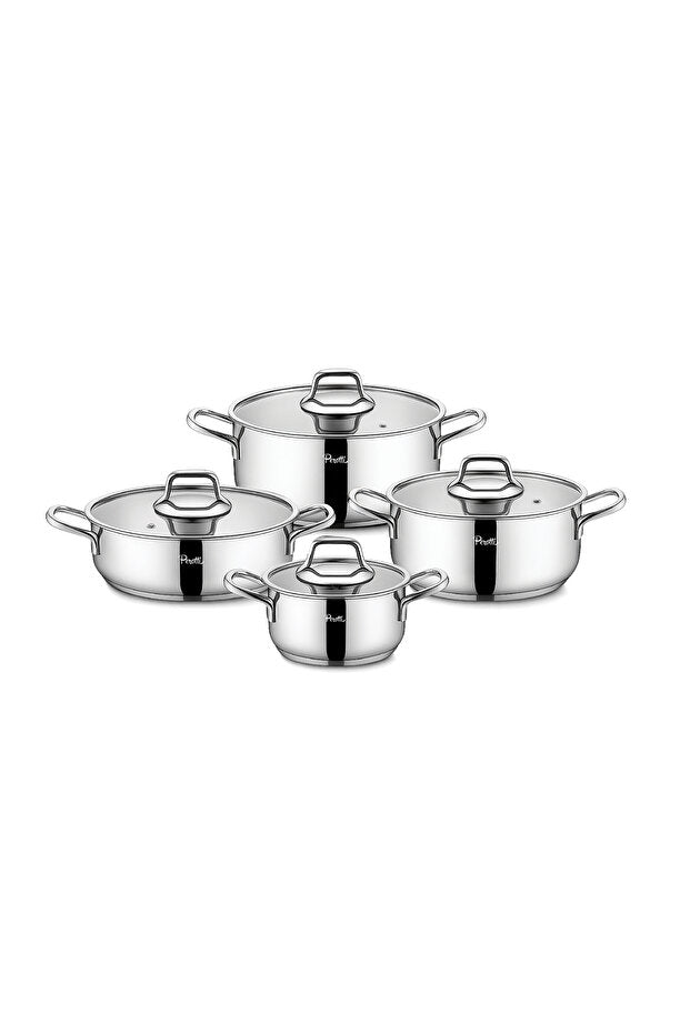 8 Piece Induction Base Stainless Steel Pot Set for Modern Kitchens
