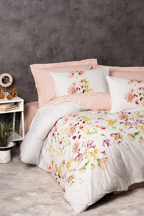 Emma Salmon Double Duvet Cover Set - 100% Cotton, 4 Pieces