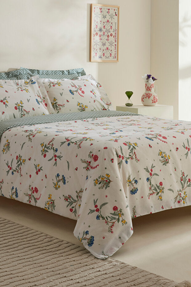 Dina 100% Cotton Double Duvet Cover Set - Multicolor Floral
