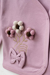 Newborn 100% Cotton 5-Piece Hospital Exit Set with Embossed Flowers