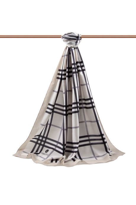 Luxury Medine Silk Plaid Shawl - Wrinkle-Free