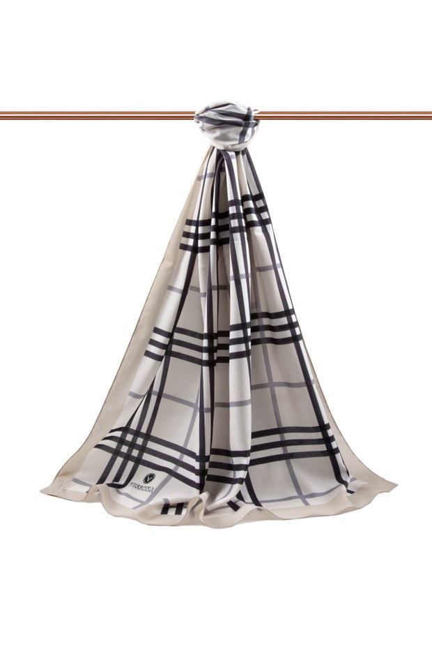 Luxury Medine Silk Plaid Shawl - Wrinkle-Free