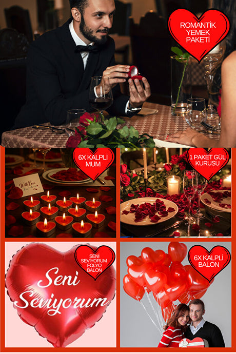 Heart Balloon Candle Romantic Dinner Set - Celebration Kit