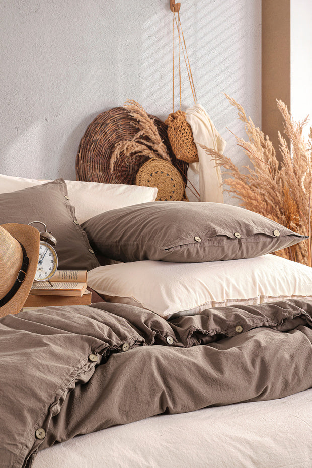 Demeter 100% Cotton Washed Double Duvet Cover Set - 4-Piece