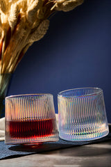 Luster 360° Rotating Ribbed Whiskey & Beverage Glasses - 160ml, Set of 2