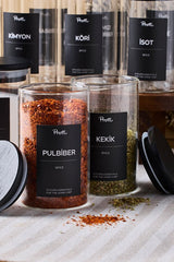 Borosilicate Glass Spice Jar Set - 12 Jars with Black Wooden Lids