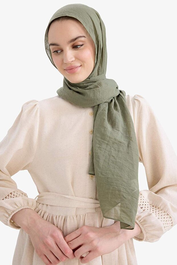 Women's Woven Crushed Fabric Shawl - Versatile & Stylish