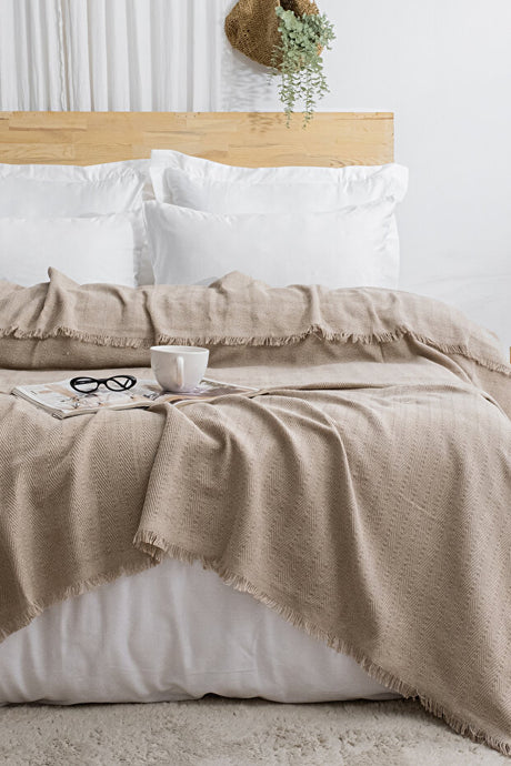 Marla Double Bedspread - 220x240 cm Recycled Cotton, Beige