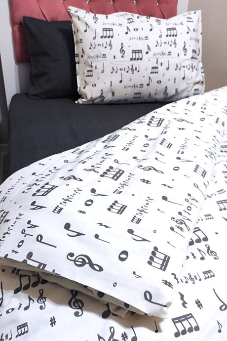 Single Duvet Cover Set - Musical Notes Design