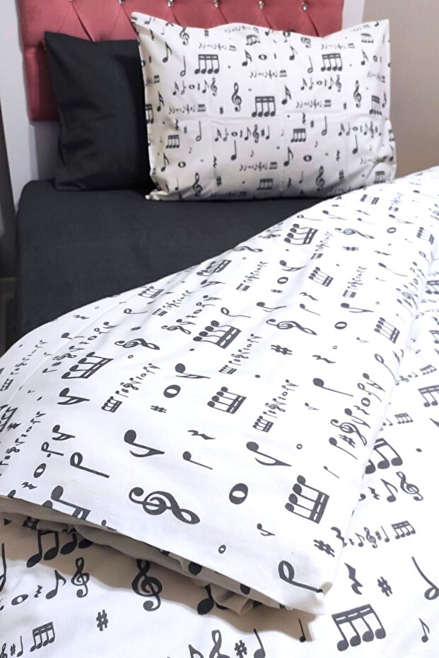 Single Duvet Cover Set - Musical Notes Design