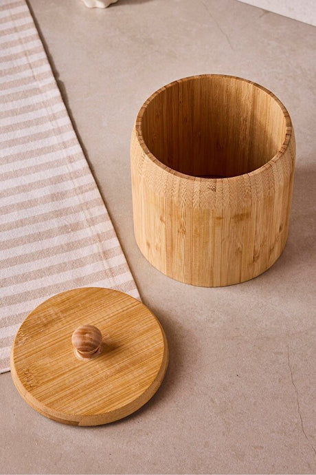 Pisa Bamboo Single Spice Storage Jar with Lid - 13x14 cm