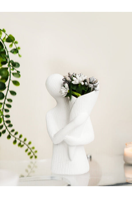 Decorative Male Figurine with Flowers - Modern Home Accent & Gift