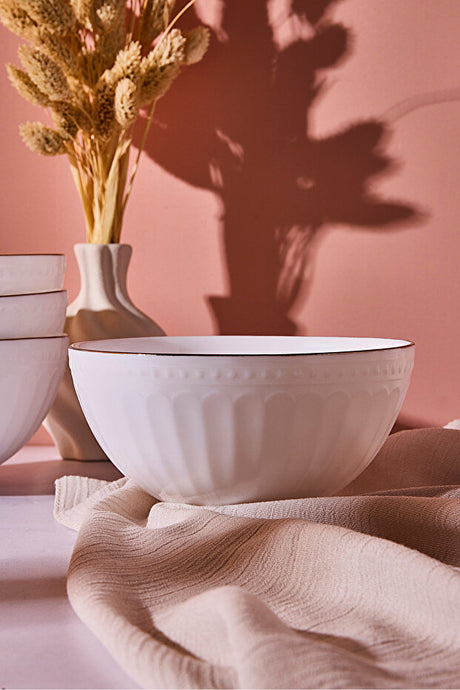 Stylish 12.6 cm Opal Soup Bowl with Gold Rim Detail