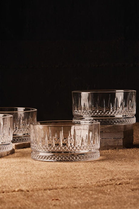Lisboa Wide 460ml Crystal Glass Snack Bowls - Set of 4