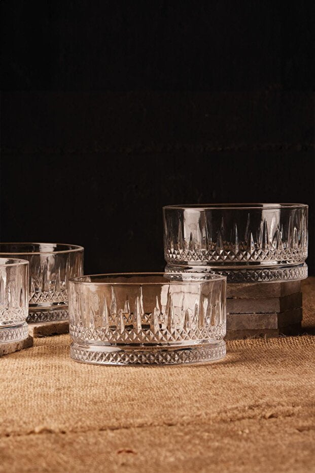 Lisboa Wide 460ml Crystal Glass Snack Bowls - Set of 4
