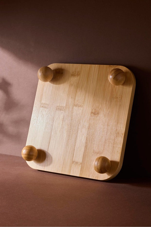 24 cm Bamboo Square Serving Stand with Feet - Multi-Purpose