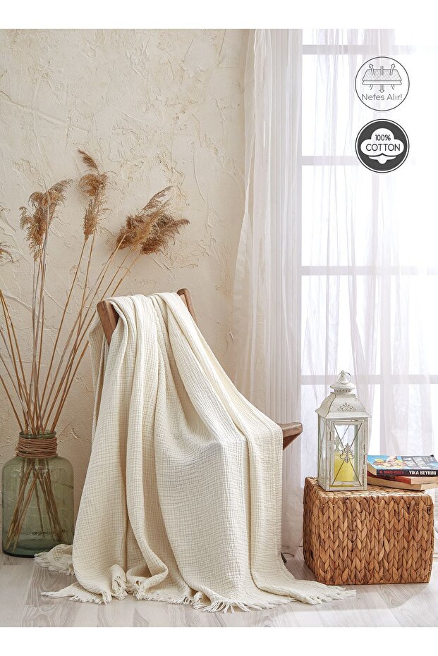 4-Layer Muslin 100% Cotton Blanket - 200x220cm, Breathable