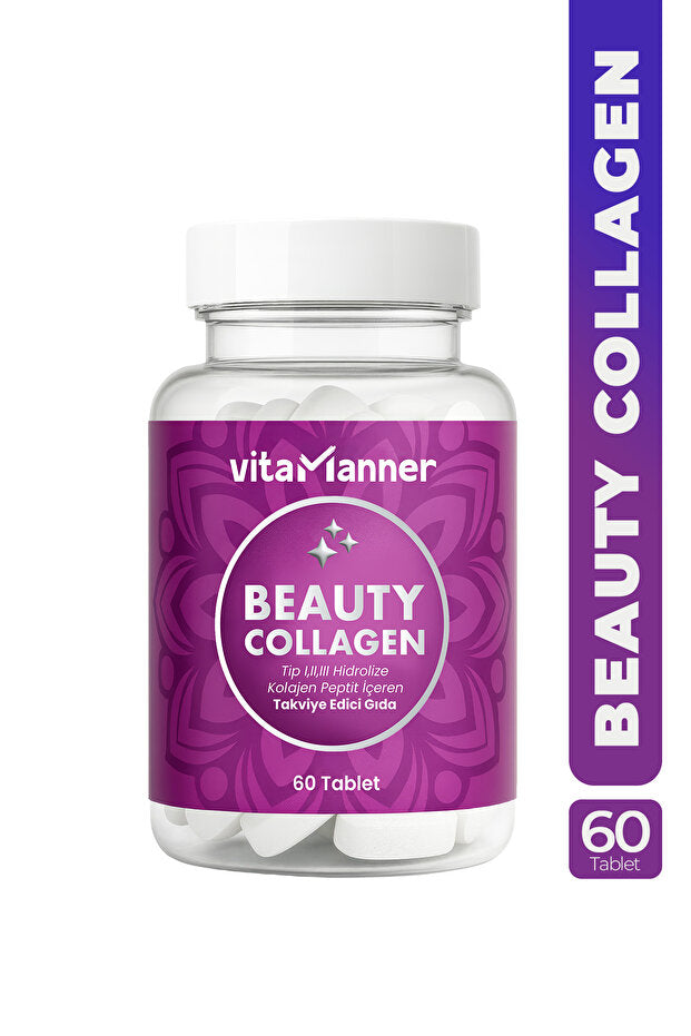 Beauty Collagen - Type 1, 2, 3, Vitamin C, Biotin - 60 Tablets