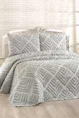 Double 3-Piece Grey Textured Pique Set