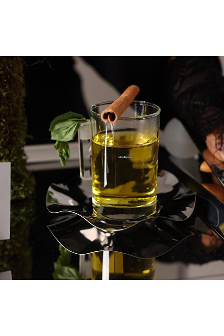 Premium Turkish Mint Patterned Glass Tea & Coffee Serving Set - 18 Piece