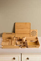 67-Piece Bamboo Breakfast Set - Natural & Modern Design for 6