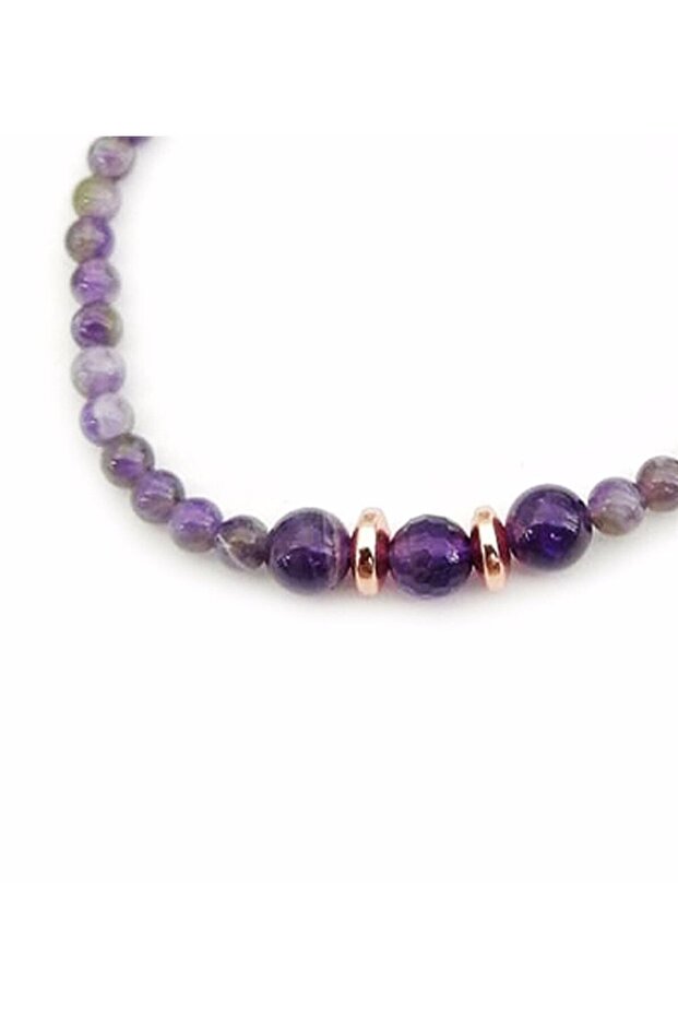Amethyst Natural Stone Bracelet - 4mm Beads, 18-19cm Length