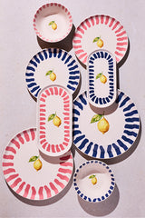 Lemon-Themed 8-Piece Dinner Set for Two - Ceramic Tableware