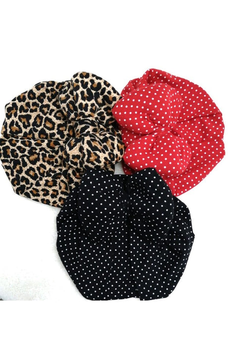Baby Girls' Leopard & Polka Dot Bowknot Bonnet Set - 3 Pack
