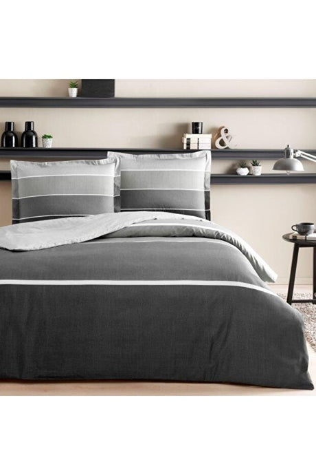 Hazel Satin Double Duvet Cover Set - Anthracite, 100% Cotton