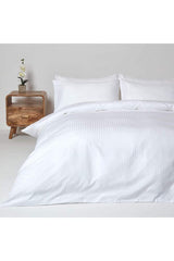 Single Striped Satin Hotel Duvet Cover Set - 160x220cm