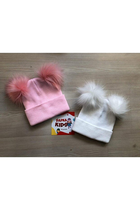 Double Pom-Pom Beanie Set - 4-Pack, Breathable
