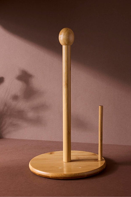 Bamboo Round Paper Towel Holder - 18 cm Ergonomic Design