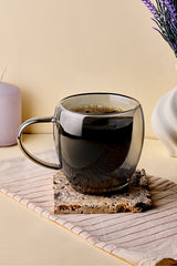 Smoked Double-Walled Glass Mug - 250ml Insulated Coffee Cup