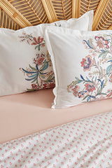Indra 100% Baumwolle Doppelbett-Bettwäsche-Set – Blumenmuster Lachsfarben