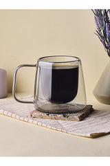 Smoked Double Wall Glass Mug - 250ml Insulated Coffee & Tea Cup