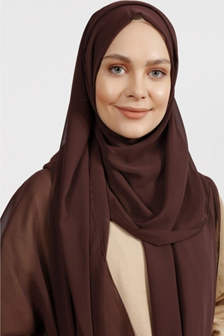 Crepe Chiffon Shawl - Light Brown & Breathable