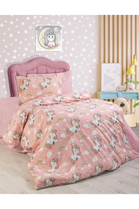 Unicorn Single Duvet Cover Set - Fitted Sheet Included