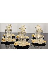 Ensemble de thé en or Atabey Home Premium de 18 pièces avec soucoupes et cuillères en métal