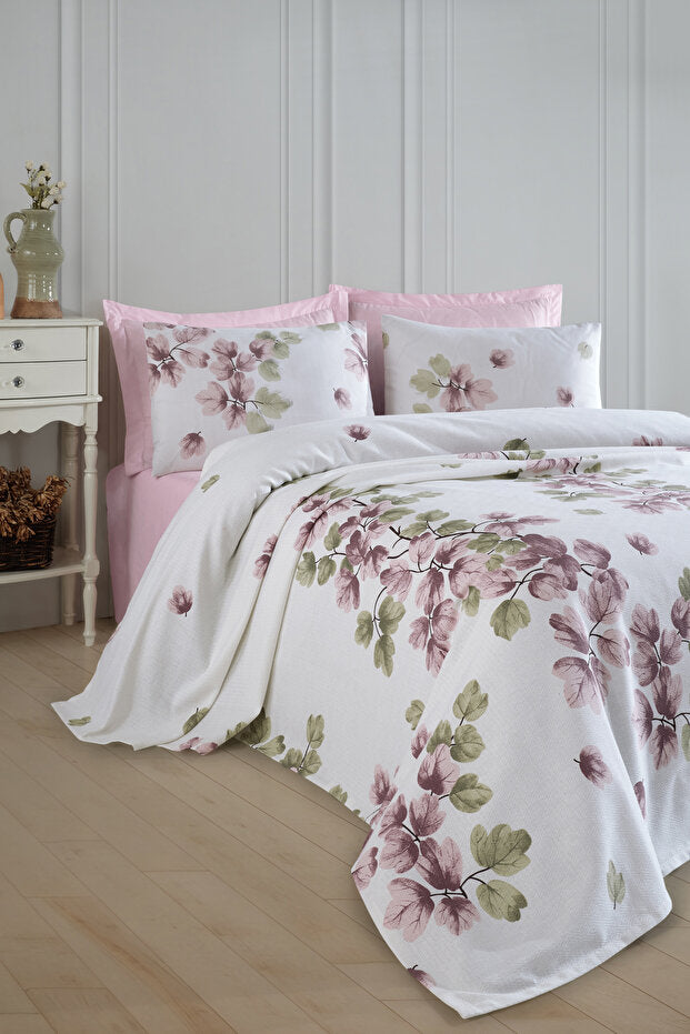 Double Pique Cover - Spring Floral Print, 100% Cotton