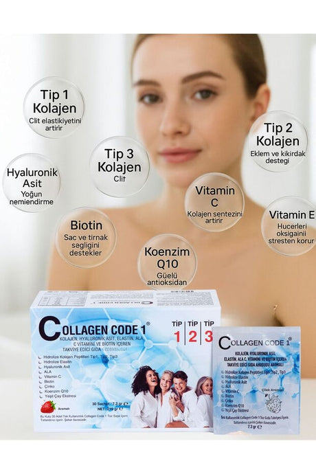 Collagène Hydrolysé - Fraise, 3 Types, 30 Sachets