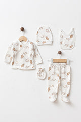 Newborn Hospital Exit Set - 5-Piece Bear Print 100% Cotton