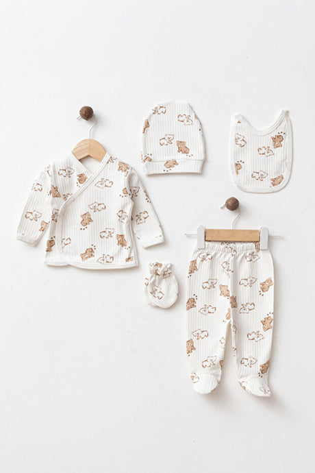 Newborn Hospital Exit Set - 5-Piece Bear Print 100% Cotton