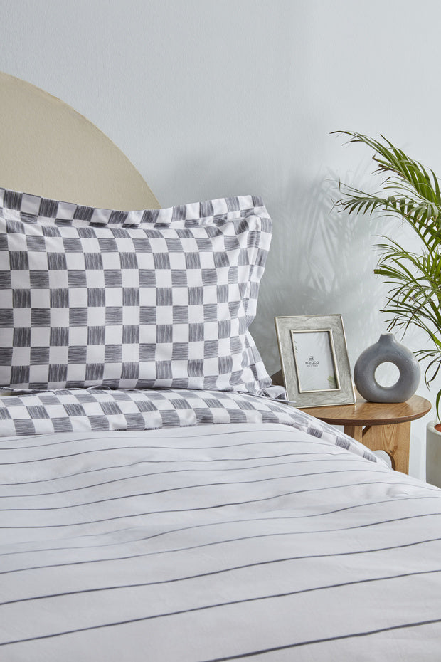 Cordova 100% Cotton Double Duvet Cover Set - Anthracite