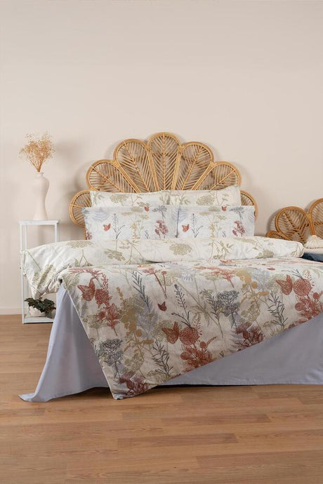 Lina 100% Cotton Single Duvet Cover Set - Floral & Butterfly