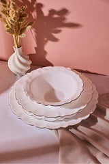 Elegant Scalloped Opal 24-Piece Dinner Set for 6 with Gold Trim