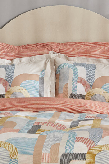 Sava 100% Cotton Single Duvet Cover Set - Modern Abstract Design