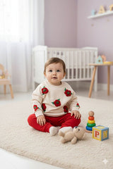 Baby Embossed Floral 2-Piece Sweatshirt & Pants Set - 6-9 Months