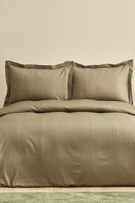 100% Cotton Sateen Double Duvet Cover Set - Khaki